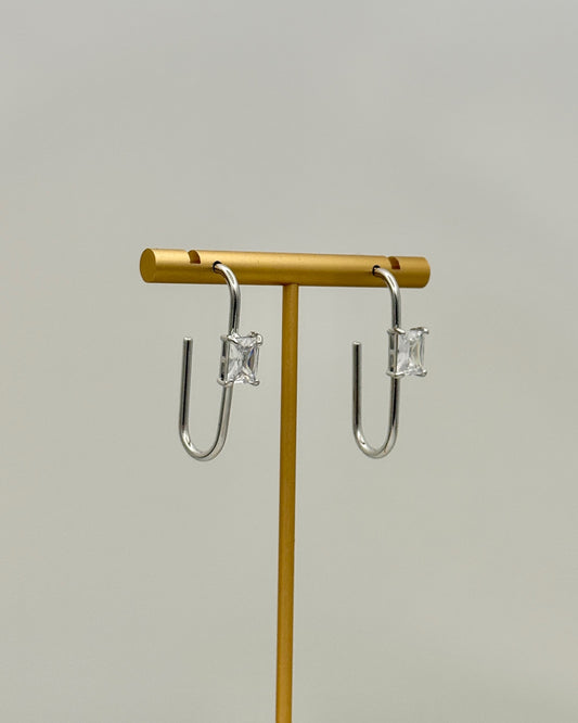 Silver & Crystal Hook Earrings
