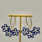 Oval & Flower Raffia Earrings - Royal