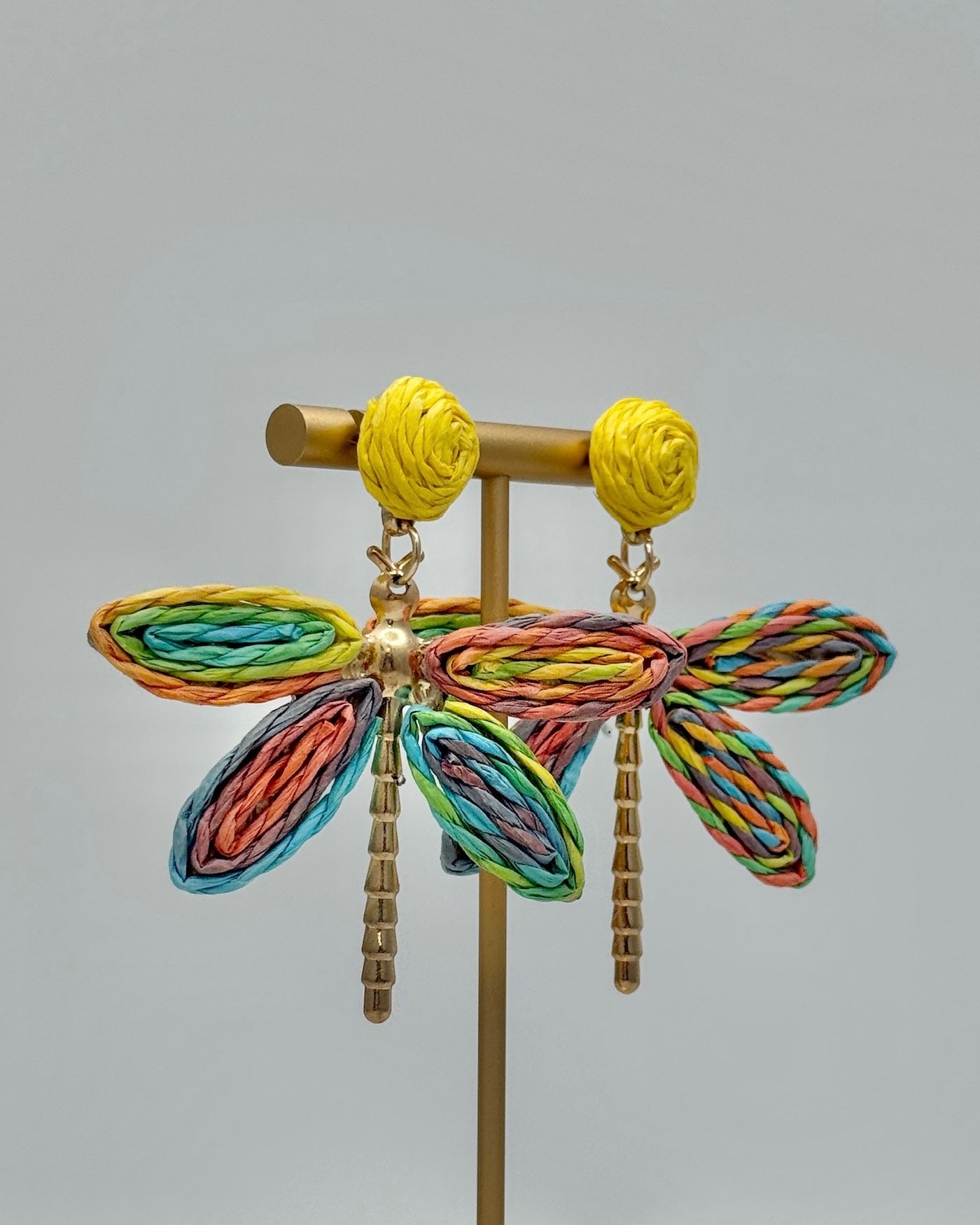 Multi Raffia Dragonfly Earrings