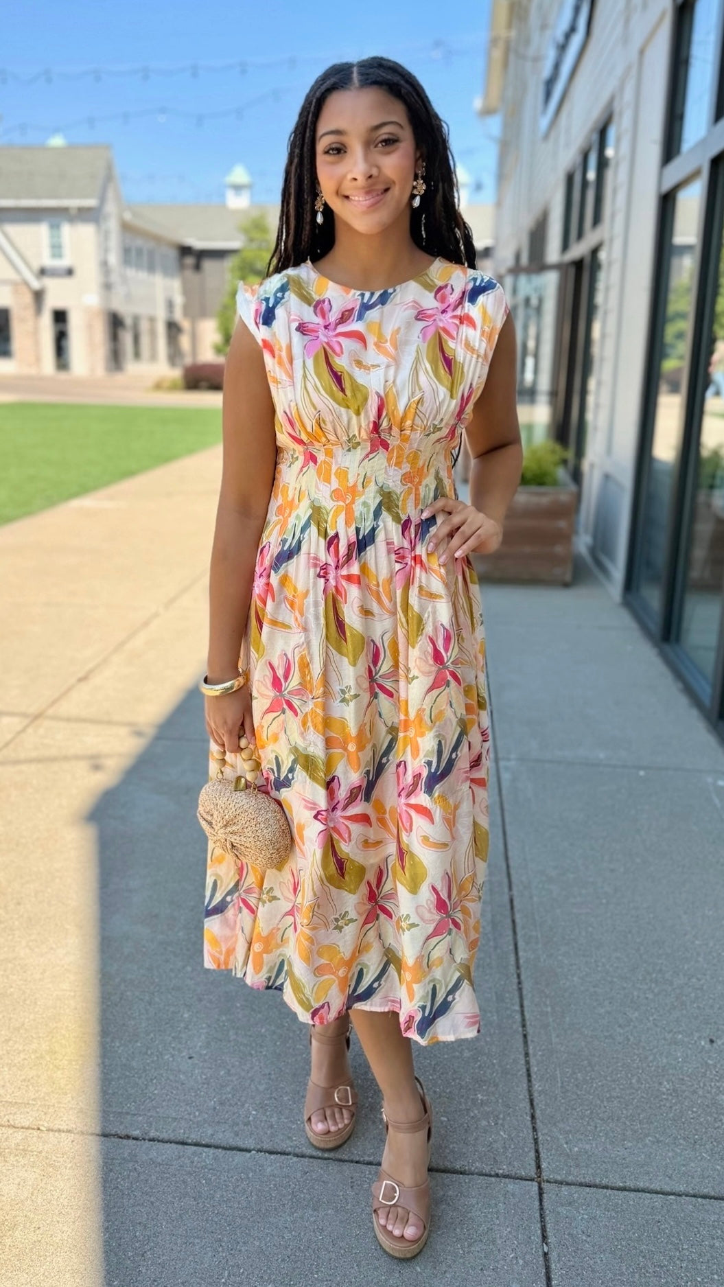 Helena Midi Dress - Tangerine Mix