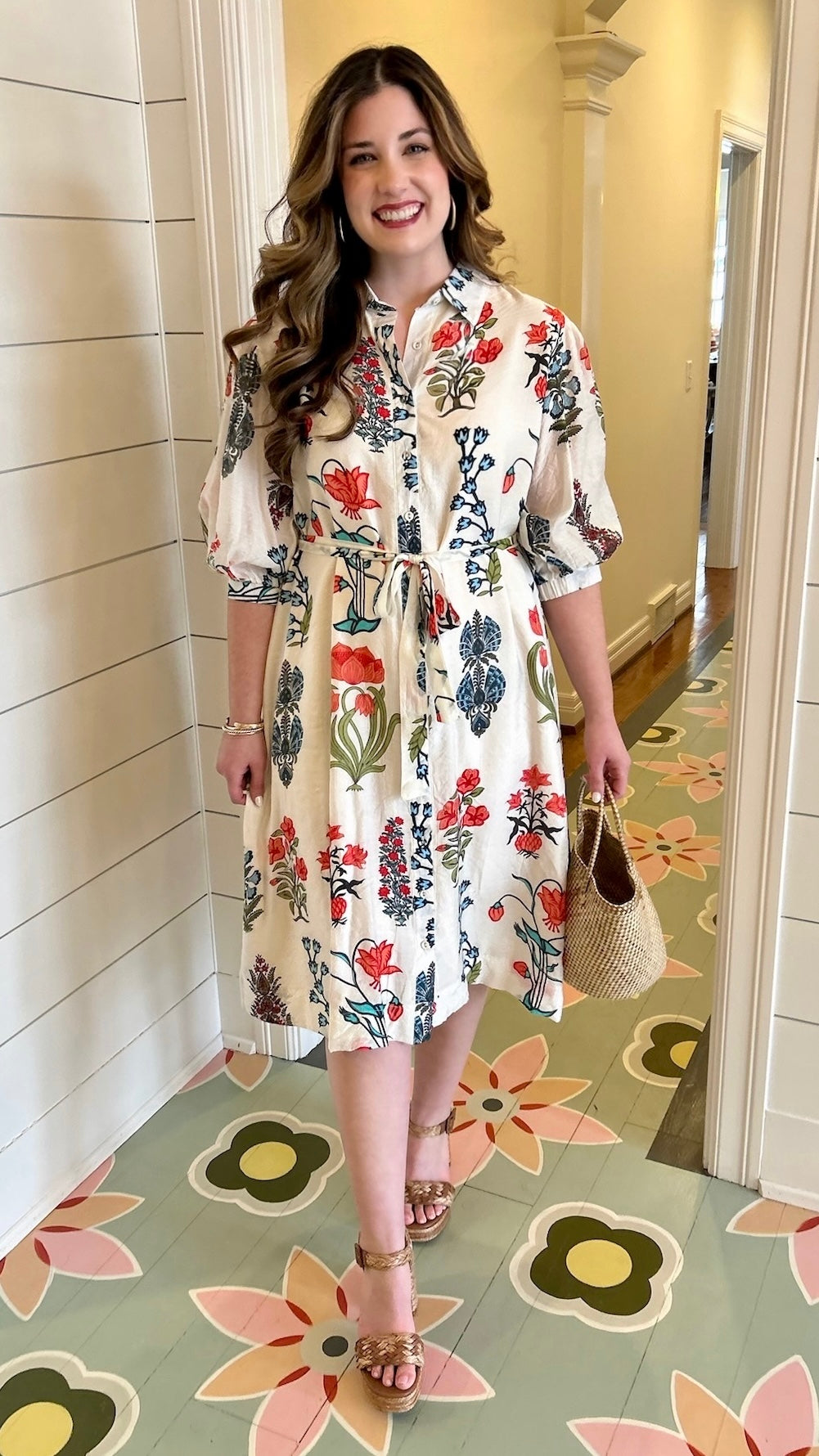 Whitney Floral Button Down Dress - White