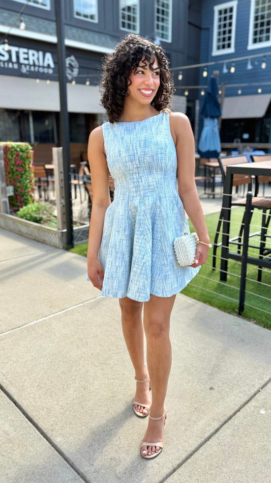 Katie Tweed Dress - Blue