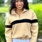 Piper Stripe Quarter Zip Sweatshirt - Taupe & Black