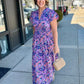 Ivy Jane Shirred Front Midi Dress - Violet Floral