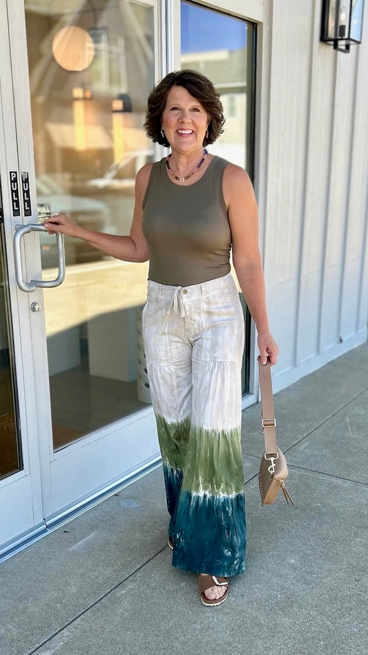 XCVI Terraced Wide Leg Pant - Khaki Blend