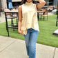 Ruffle Neck Tie Back Top - Latte