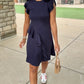 Samantha Flutter Sleeve Knit Dress - Navy