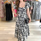 Theresa  Print Midi Dress - Black/White
