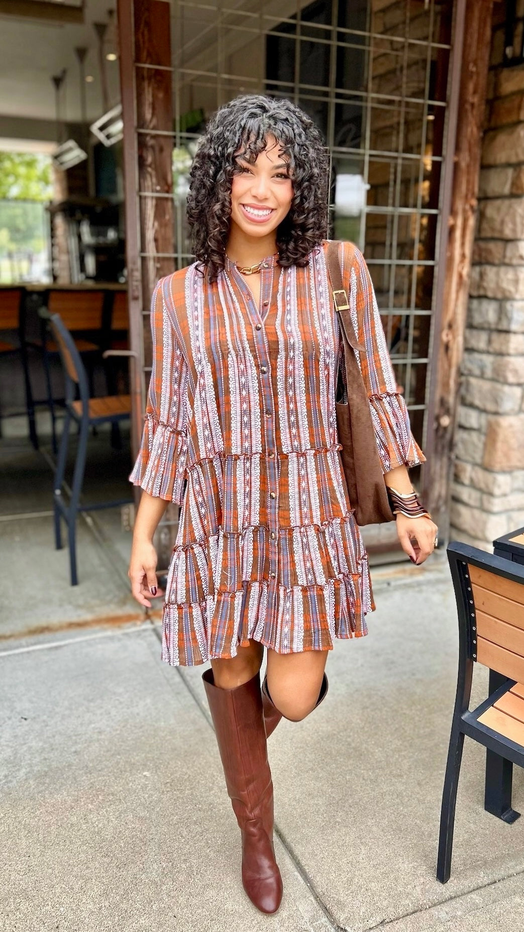 Uncle Frank Multi Tiered Plaid Dress