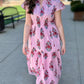 Ivy Jane Shirred Front Midi Dress - Pink Stripe