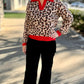 Leopard Red Trim Sweater