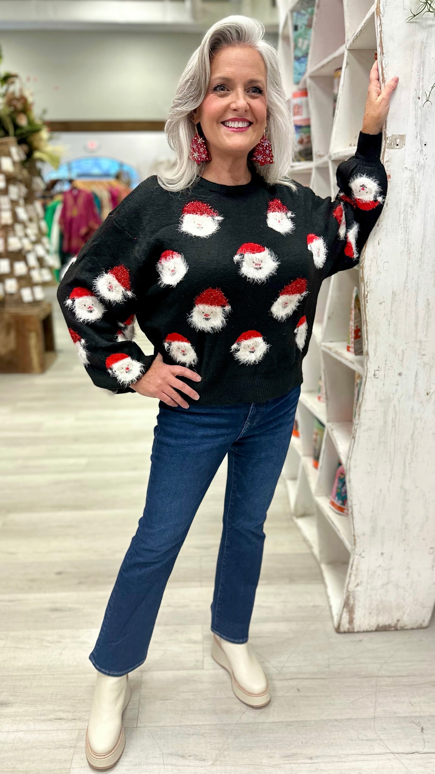 Santa Sparkle Sweater - Black