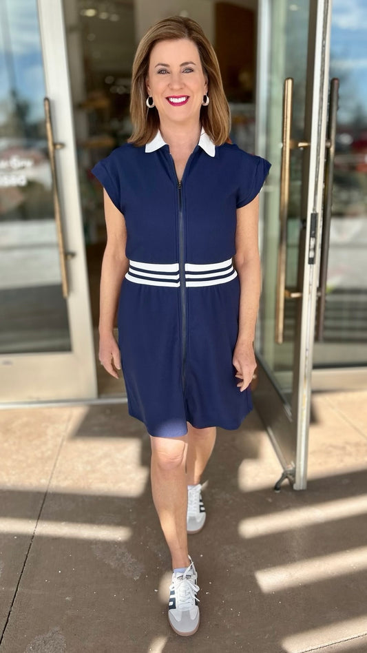 Navy With White Trim Leisure Dress