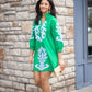 Clarissa Dress - Kelly Green & Light Blue