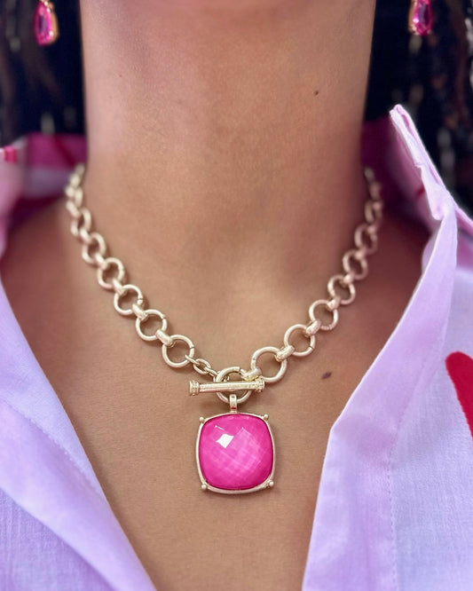Gem Necklace - Fuchsia