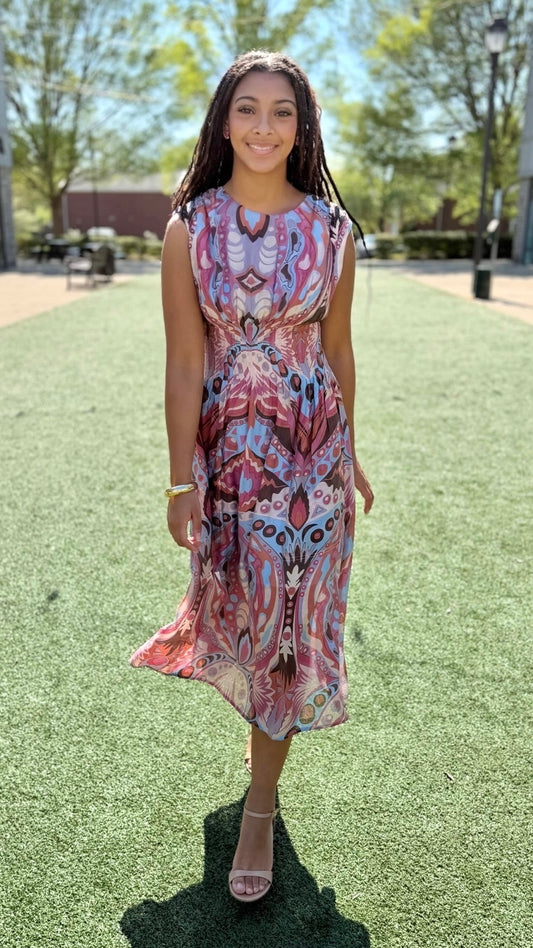 Helena Midi Dress - Pink/Blue