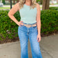 Another Love Cora Ribbed Round Neck Tank - Icey Blue