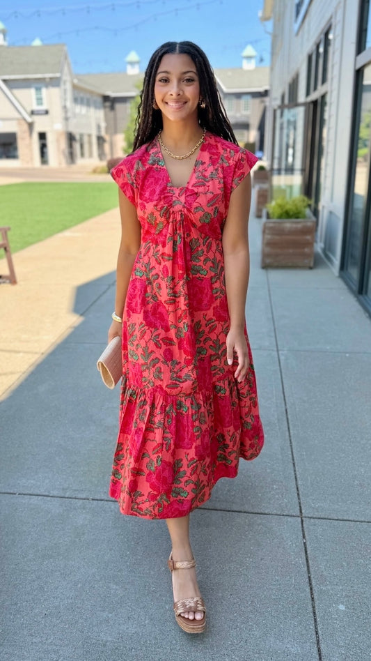 Uncle Frank Midi Dress - Coral