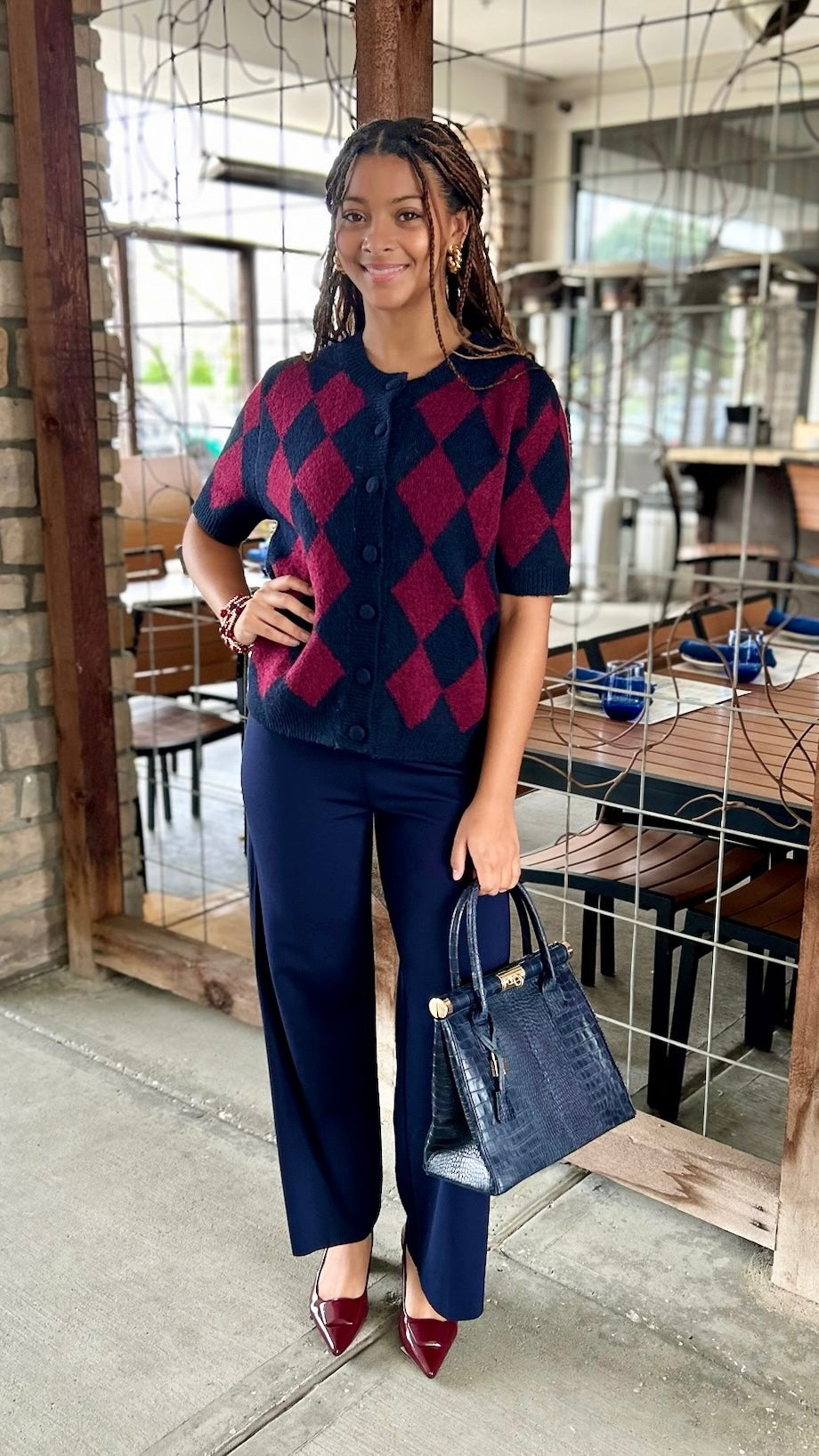 Erin High Waist Wide Leg Ponte Pant - Navy