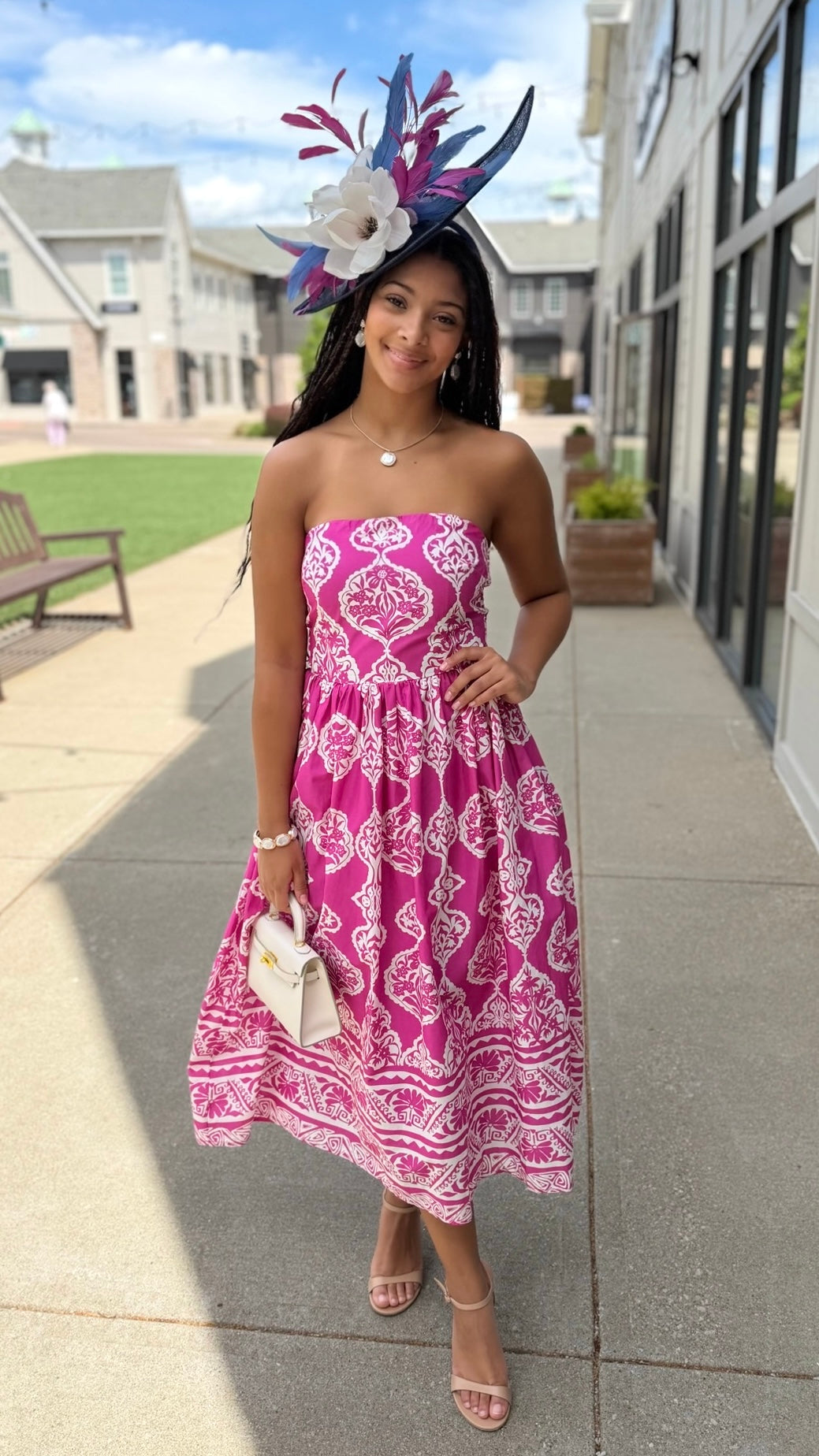 Lola Abstract Dress - Magenta
