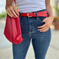 Red Skinny Leather Belt