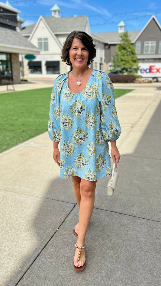 Uncle Frank Big Roses Dress - Blue