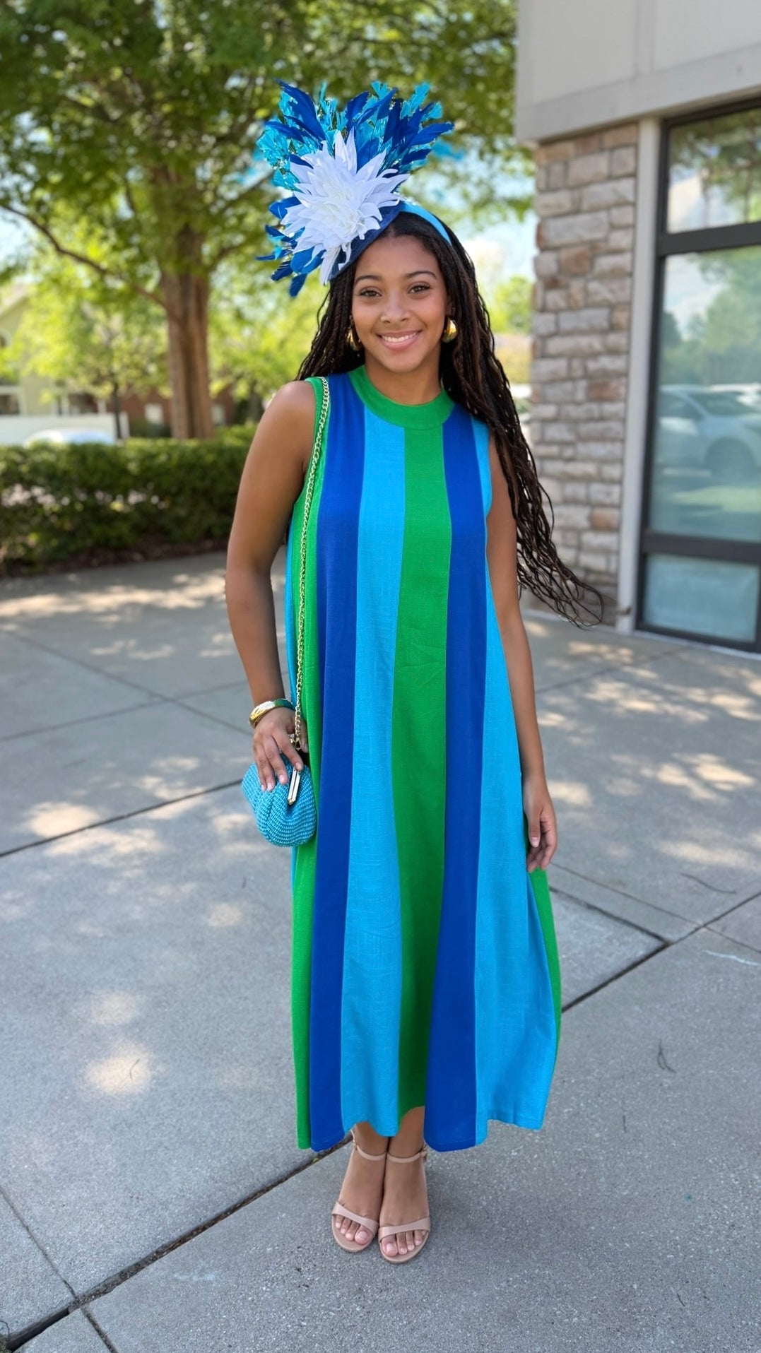 Sloane Colorblock Dress - Green/Royal