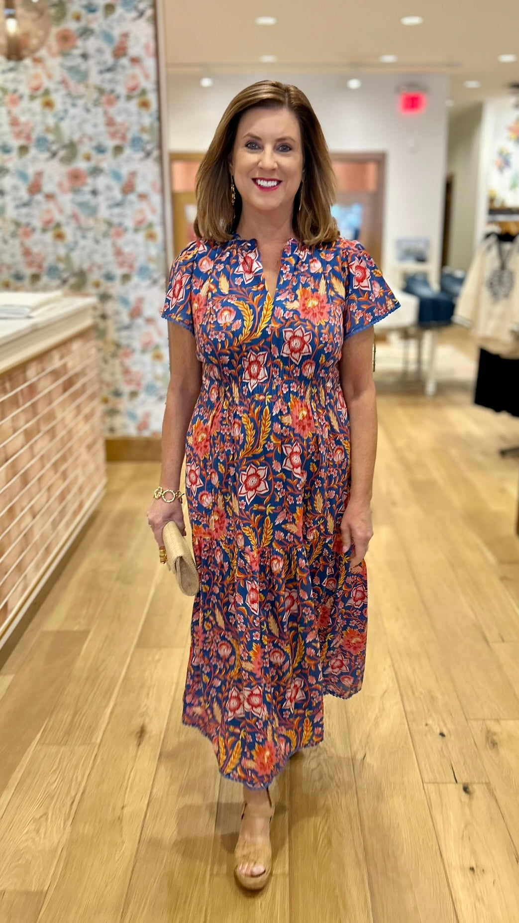 Uncle Frank Shirred Front Dress - Navy