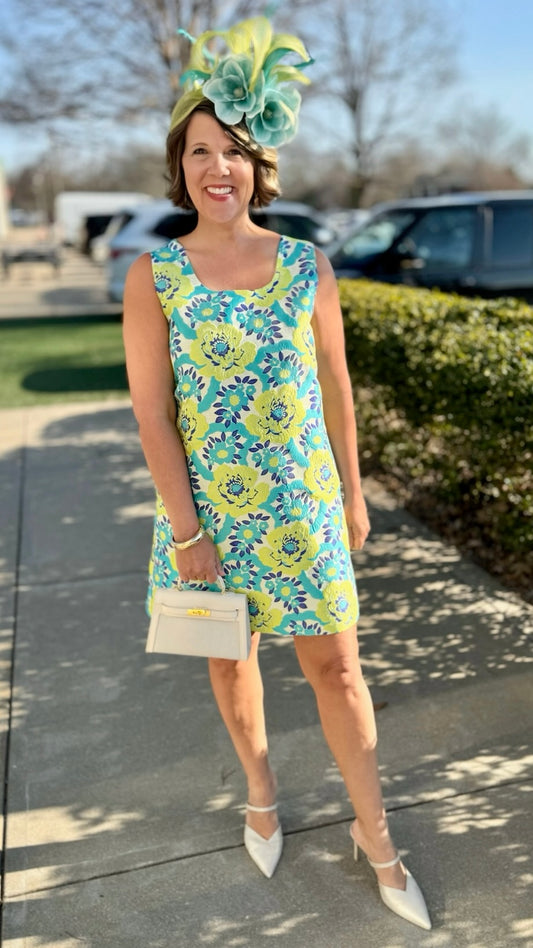 Jacquard Gloria Dress - Turquoise