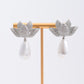 Silver Pave Crystal Floral Earrings