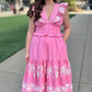 Enchanting Embroidered Midi Dress - Pink