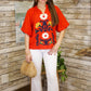Lisa Floral Embroidered Top - Red