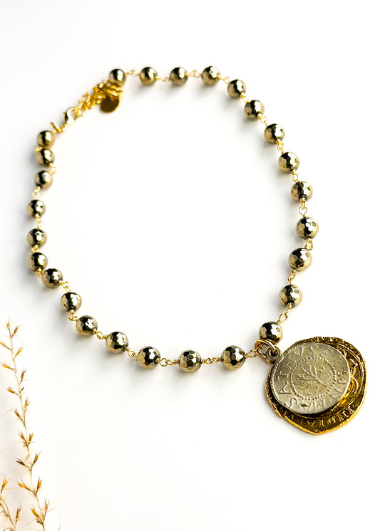 Bronze Beaded Pendant Necklace
