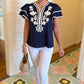 Addison Flutter Sleeve Top - Navy