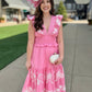 Enchanting Embroidered Midi Dress - Pink