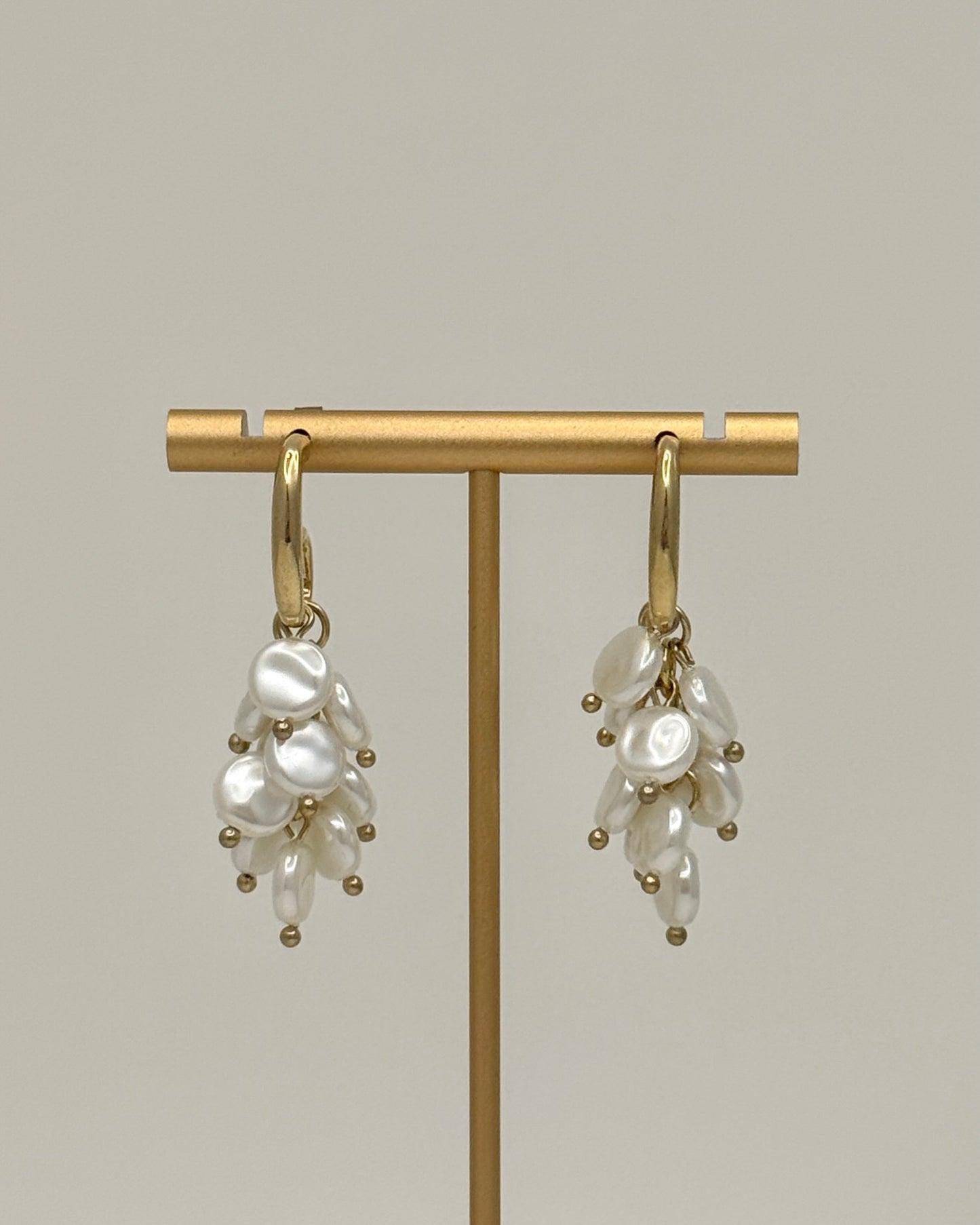 Disk Pearl Fringe Earrings