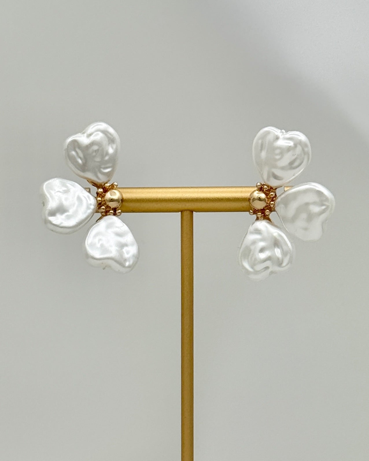 Heart Seed Pearl Fan Earrings