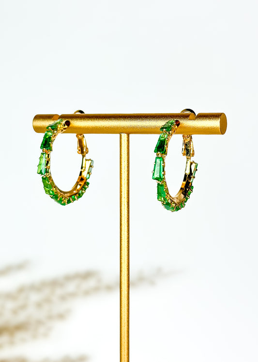 Everyday Huggie Hoop Earrings - Green