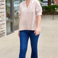 Carolina Khaki Puff Sleeve Top