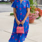 Elena Fan Floral Midi Dress - Royal