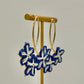 Oval & Flower Raffia Earrings - Royal