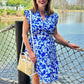 Kate Floral Smocked Back Waist Dress - Blue