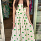 Penny Polka Dot Strapless Dress - Ecru/Green