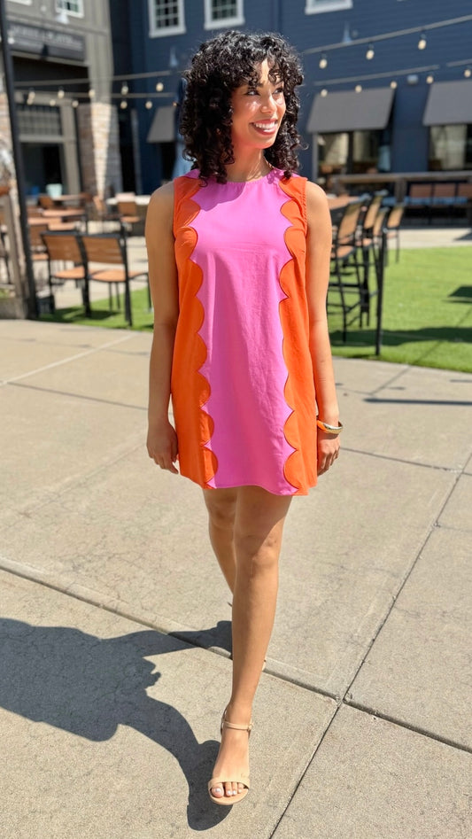 Hailey Sunkist Dress - Orange/Pink