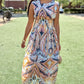 Helena Midi Dress - Mint/Rust