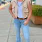 Taupe Mock Neck Zipper Vest