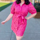 Jade Pink Placket Lace Shirt Dress