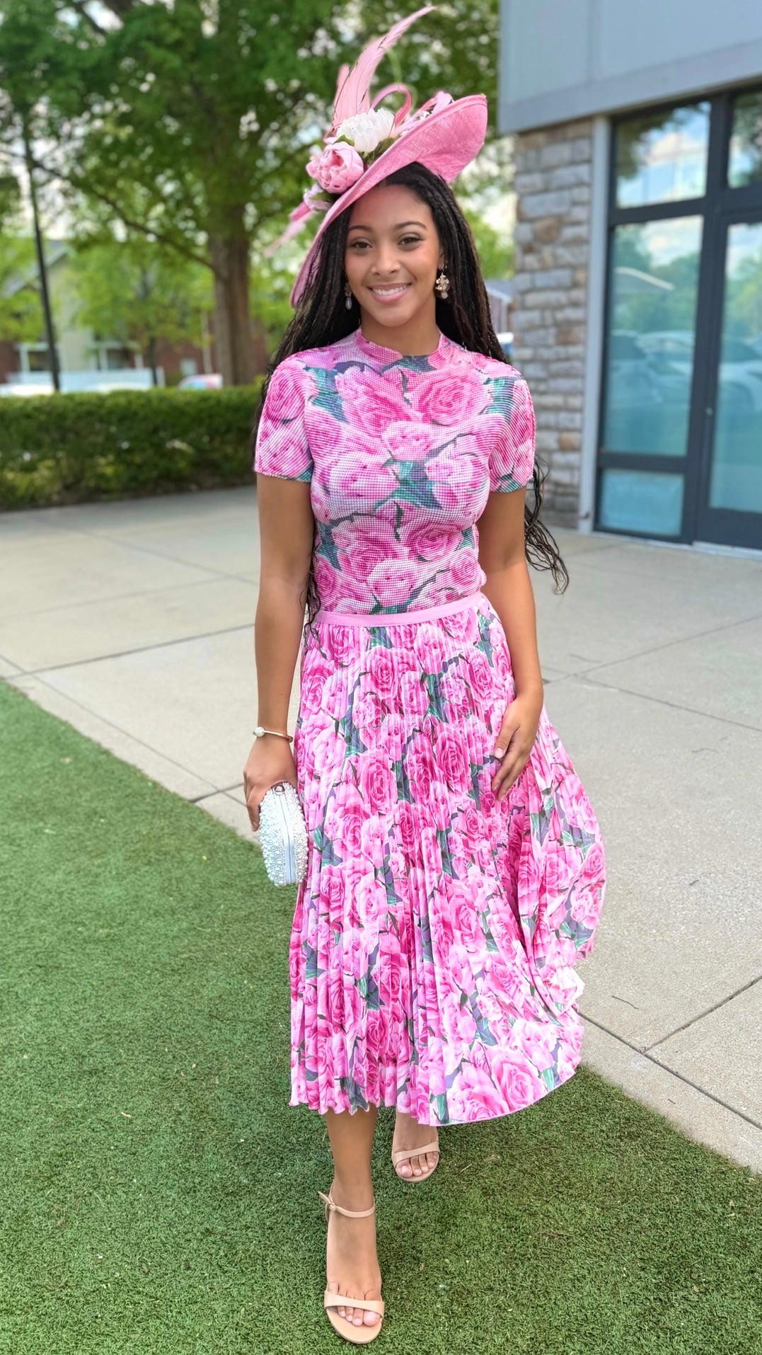 Rose Pleated Skirt - Pink Mix