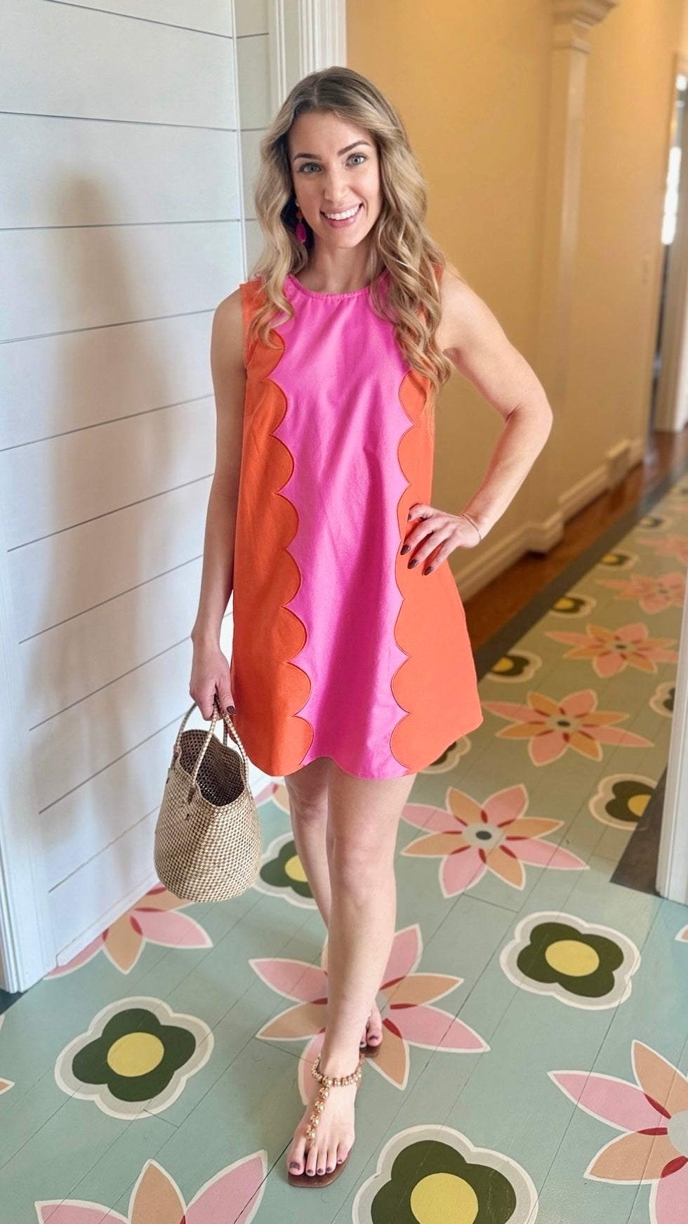 Hailey Sunkist Dress - Orange/Pink