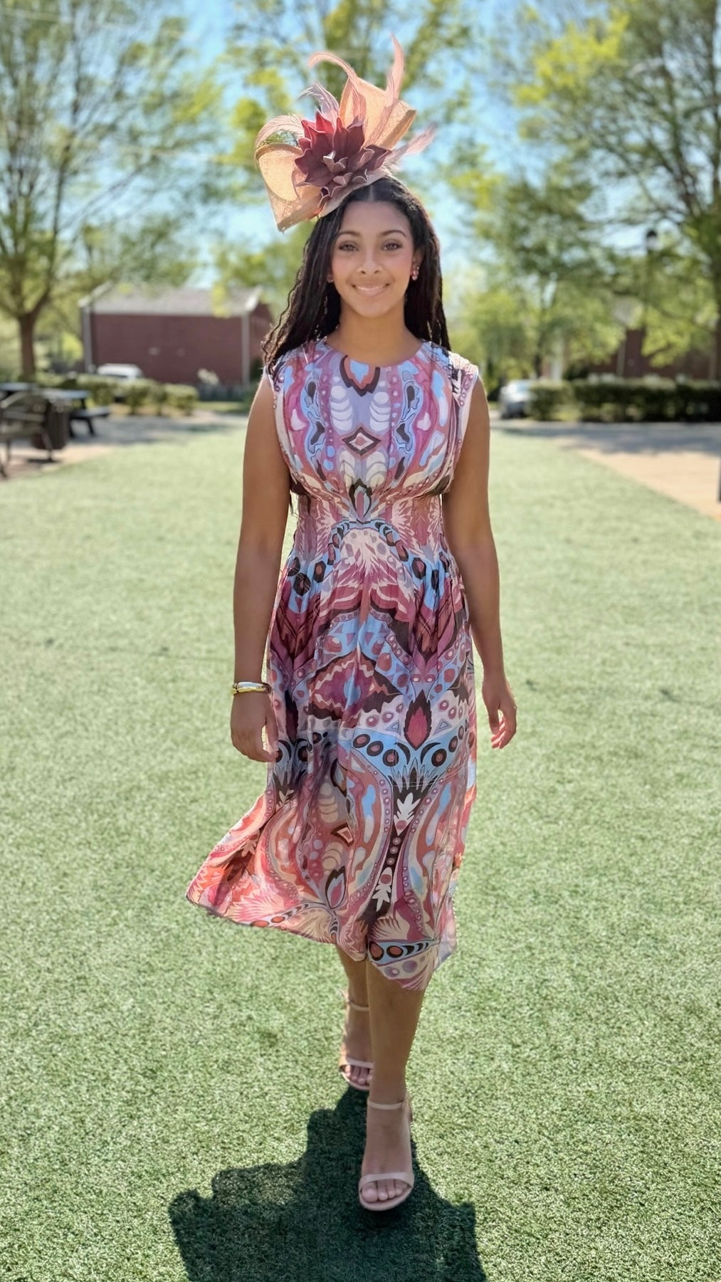 Helena Midi Dress - Pink/Blue